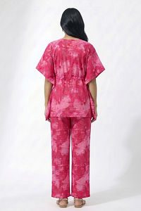 Zivame Woven Kaftan Loungewear Set - Cashmere Rose — thumbnail 3